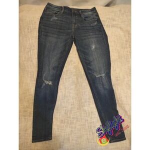 Vigoss Women Blue Skinny Classic Fit Mid Rise Distressed Denim Jeans Size 27x29